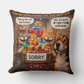 On a new job, funny pet throw pillow kussen (Voorkant)