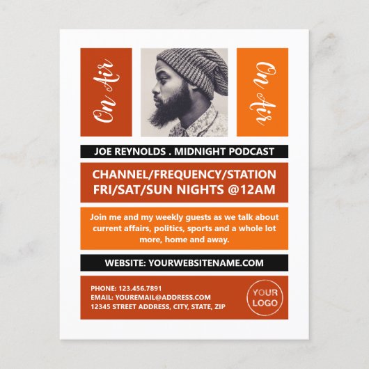 On Air - Podcaster Foto - Retro Podcast Flyer (Voorkant)