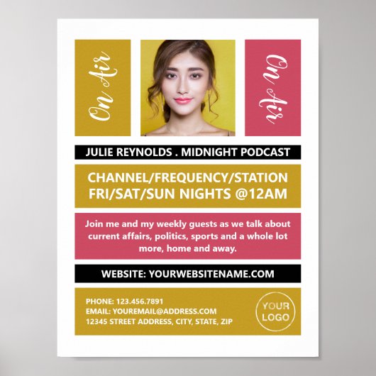 On Air - Podcaster Foto - Retro Podcast Poster (Voorkant)