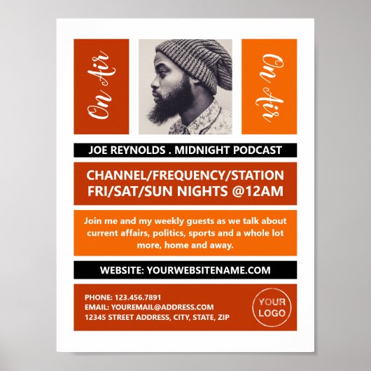 On Air - Podcaster Foto - Retro Podcast Poster (Voorkant)
