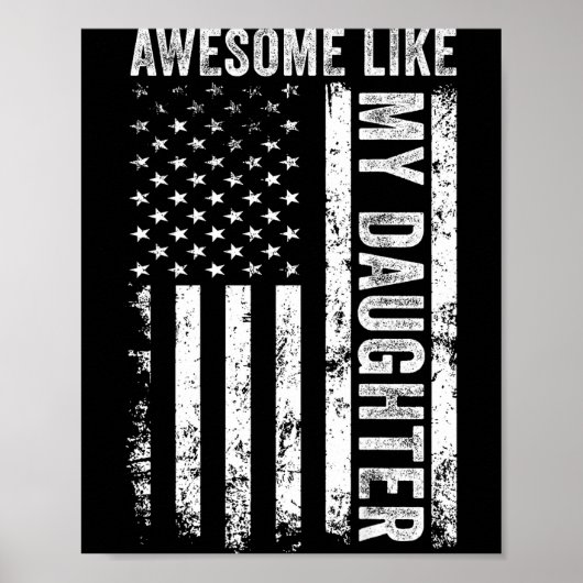 On Back Awesome Like My Daughter Men Funny Fathers Poster (Voorkant)