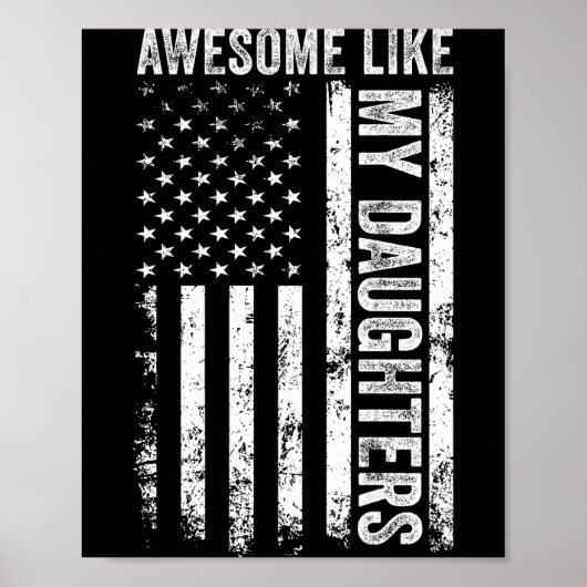 On Back Awesome Like My Daughters Men Funny Father Poster (Voorkant)