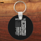On Back Awesome Like My Daughters Men Funny Father Sleutelhanger (Voorkant)