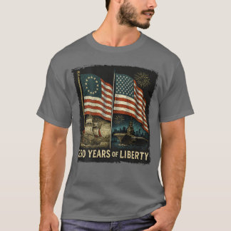 On Back Betsy Ross Flag 250 Years of Liberty 250th T-shirt