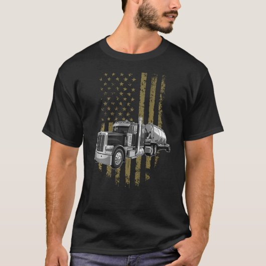On Back- Big Rig Semi Trailer Truck Driver USA Ame T-shirt (Voorkant)