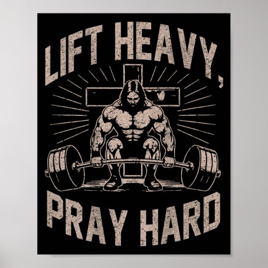 (on Back) Christian Workout Lift Heavy Pray Hard J Poster (Voorkant)