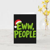 On Back Eww People Santa Hat Green Funny Christmas Kaart (Gele Bloem)