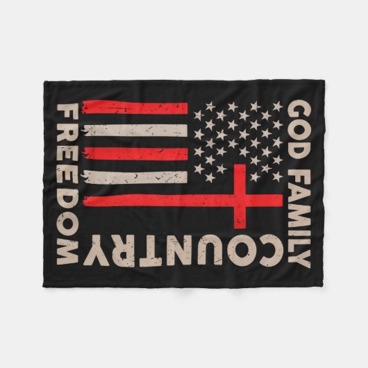 On-back God Family Country Dom Patriotic Christian Fleece Deken (Voorkant (Horizontaal))