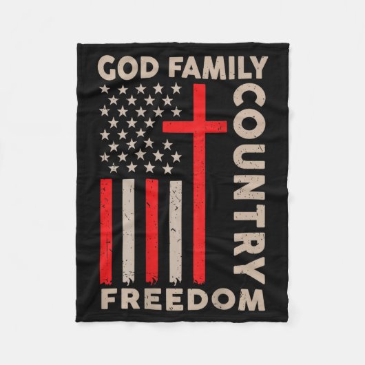 On-back God Family Country Dom Patriotic Christian Fleece Deken (Voorkant)