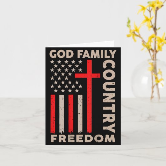 On-back God Family Country Dom Patriotic Christian Kaart (Gele Bloem)