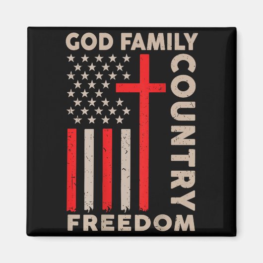 On-back God Family Country Dom Patriotic Christian Magneet (Voorkant)