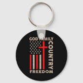 On-back God Family Country Dom Patriotic Christian Sleutelhanger (Voorkant)