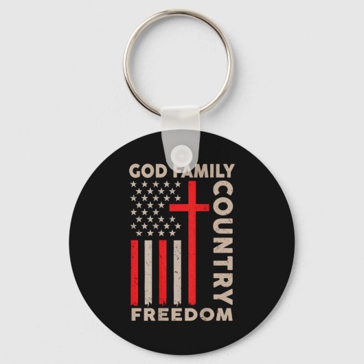 On-back God Family Country Dom Patriotic Christian Sleutelhanger (Voorkant)