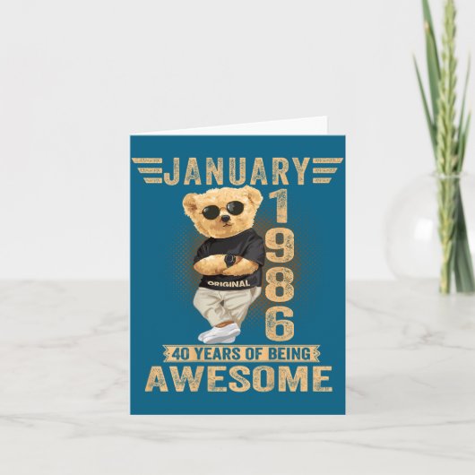 (on Back) January 40th Birthday Men Women 1986 Ted Kaart (Voorkant)