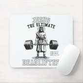 (on Back) Jesus The Deadlifter Jesus Deadlifting Muismat (Met muis)