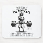 (on Back) Jesus The Deadlifter Jesus Deadlifting Muismat (Voorkant)