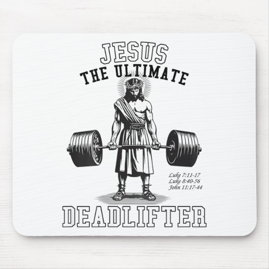 (on Back) Jesus The Deadlifter Jesus Deadlifting Muismat (Voorkant)