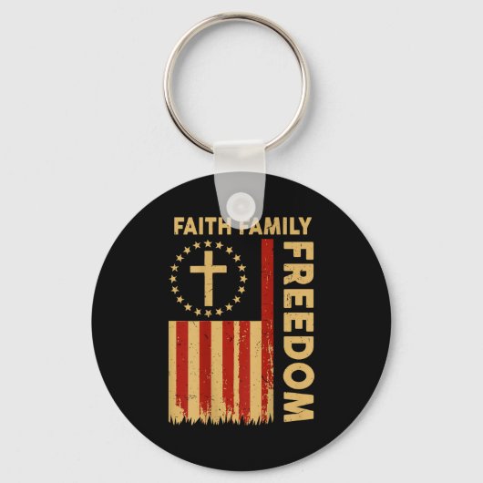 On-back Patriotic Christian Faith Family Dom God C Sleutelhanger (Voorkant)