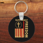 On-back Patriotic Christian Faith Family Dom God C Sleutelhanger (Voorkant)