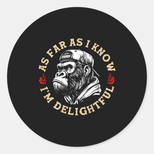 (on Back) Retro As Far As I Know I'm Delightful Fu Ronde Sticker (Voorkant)