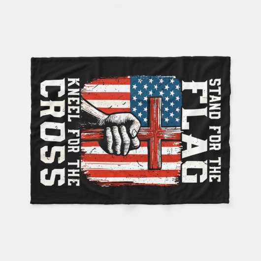 On-back Stand For Flag Kneel Cross Patriotic Chris Fleece Deken (Voorkant (Horizontaal))