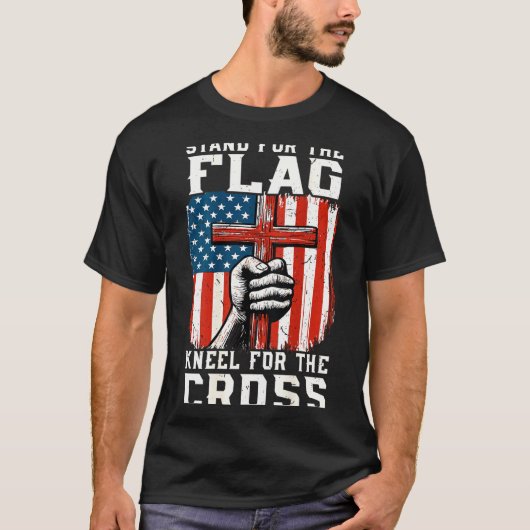 On-back Stand For Flag Kneel Cross Patriotic Chris T-shirt (Voorkant)