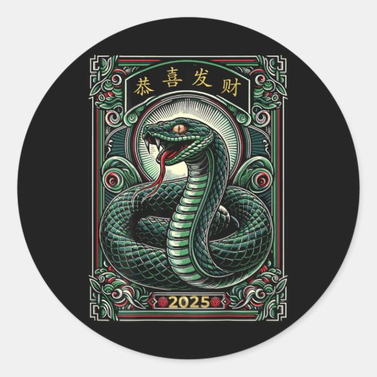 On Back Year Of The Snake 2025 Lunar And Chinese N Ronde Sticker (Voorkant)