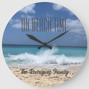On Beach Time Gepersonaliseerde familie Beach Home Grote Klok