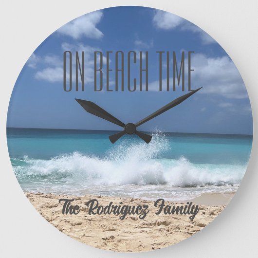 On Beach Time Gepersonaliseerde familie Beach Home Grote Klok