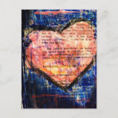On Blue a Pink Heart Mixed Media Collage Briefkaart (Voorkant)