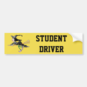 On Broom Student Driver Bumper Sticker