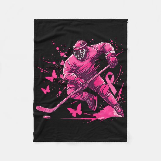 (on Ck) Ice Hockey Breast Cancer Awareness Player Fleece Deken (Voorkant)