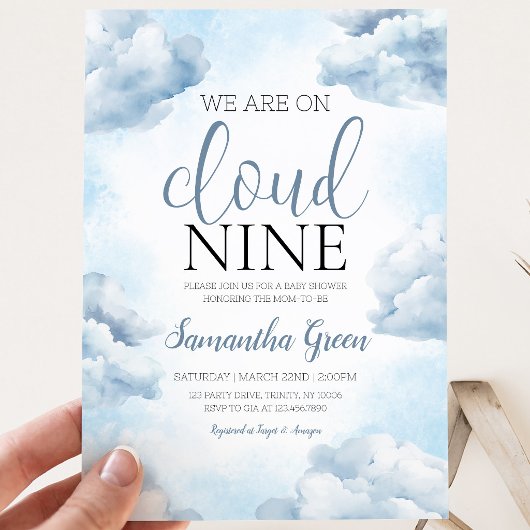 On Cloud 9 Baby Shower Kaart