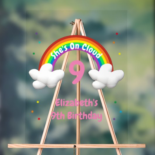 On Cloud 9! Rainbow Birthday Acryl Bord (Neutraal)