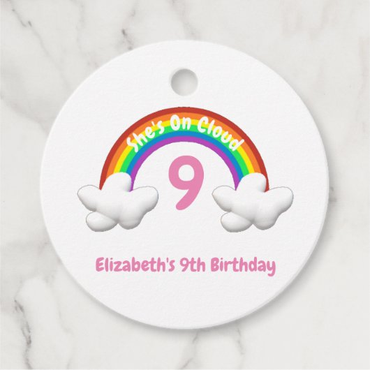 On Cloud 9! Rainbow Birthday Bedankjes Labels (Voorkant)