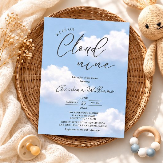 On Cloud Nine Baby Shower Uitnodiging