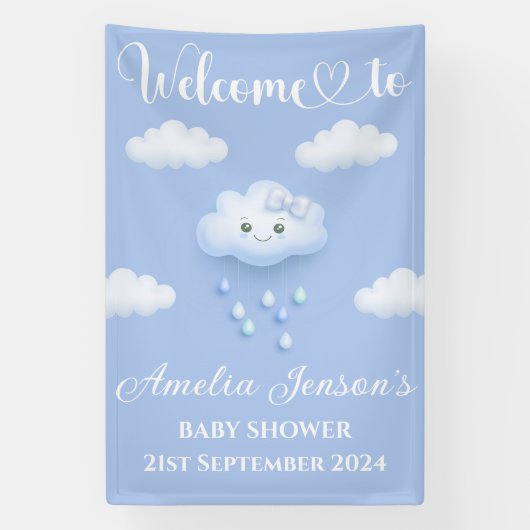 On Cloud Nine Baby shower Wandbanner/Welkomstbord Spandoek (Verticaal)