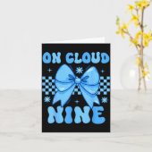 On Cloud Nine Bday 9th Birthday Girl Coquette Bow Kaart (Gele Bloem)