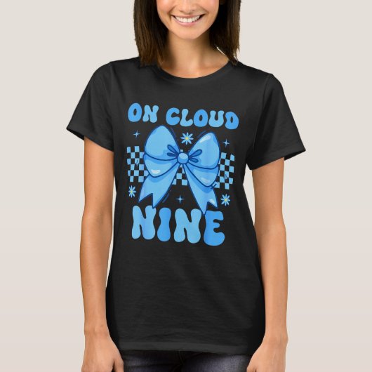 On Cloud Nine Bday 9th Birthday Girl Coquette Bow  T-shirt (Voorkant)