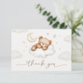 On Cloud Nine Neutral Teddy Bear Baby Shower Bedankkaart (Staand voorkant)