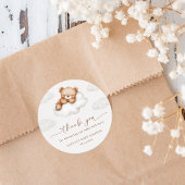 On Cloud Nine Neutral Teddy Bear Baby Shower Favor Ronde Sticker
