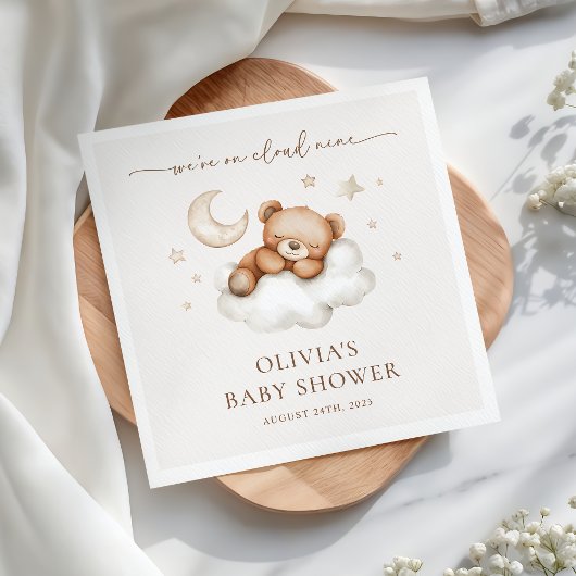 On Cloud Nine Neutral Teddy Bear Baby Shower Servet