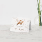 On Cloud Nine Neutrale Teddybeer Baby Shower Bedankkaart (Voorkant)