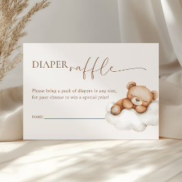 On Cloud Nine Teddy Bear Baby Shower Diaper Raffle Informatiekaartje