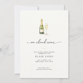 On Cloud Wine Champagne Bridal Shower Invitation Kaart