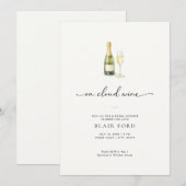 On Cloud Wine Champagne Bridal Shower Invitation Kaart (Voorkant / Achterkant)
