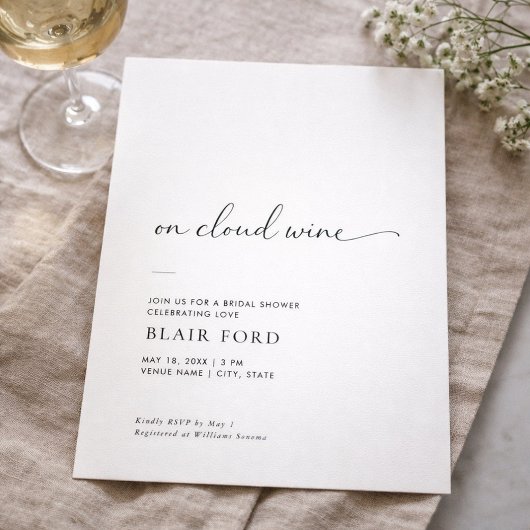 On Cloud Wine Eenvoudige Moderne Bruidsuitnodiging Kaart