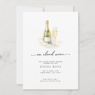 On Cloud Wine Elegant Champagne Bridal Shower Kaart