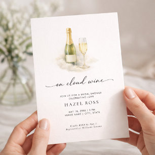 On Cloud Wine Elegante Champagne Bruiloftsfeest Kaart