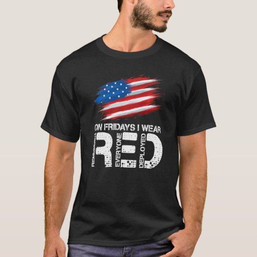 On Friday I Wear Red Support American Troops Vinta T-shirt (Voorkant)